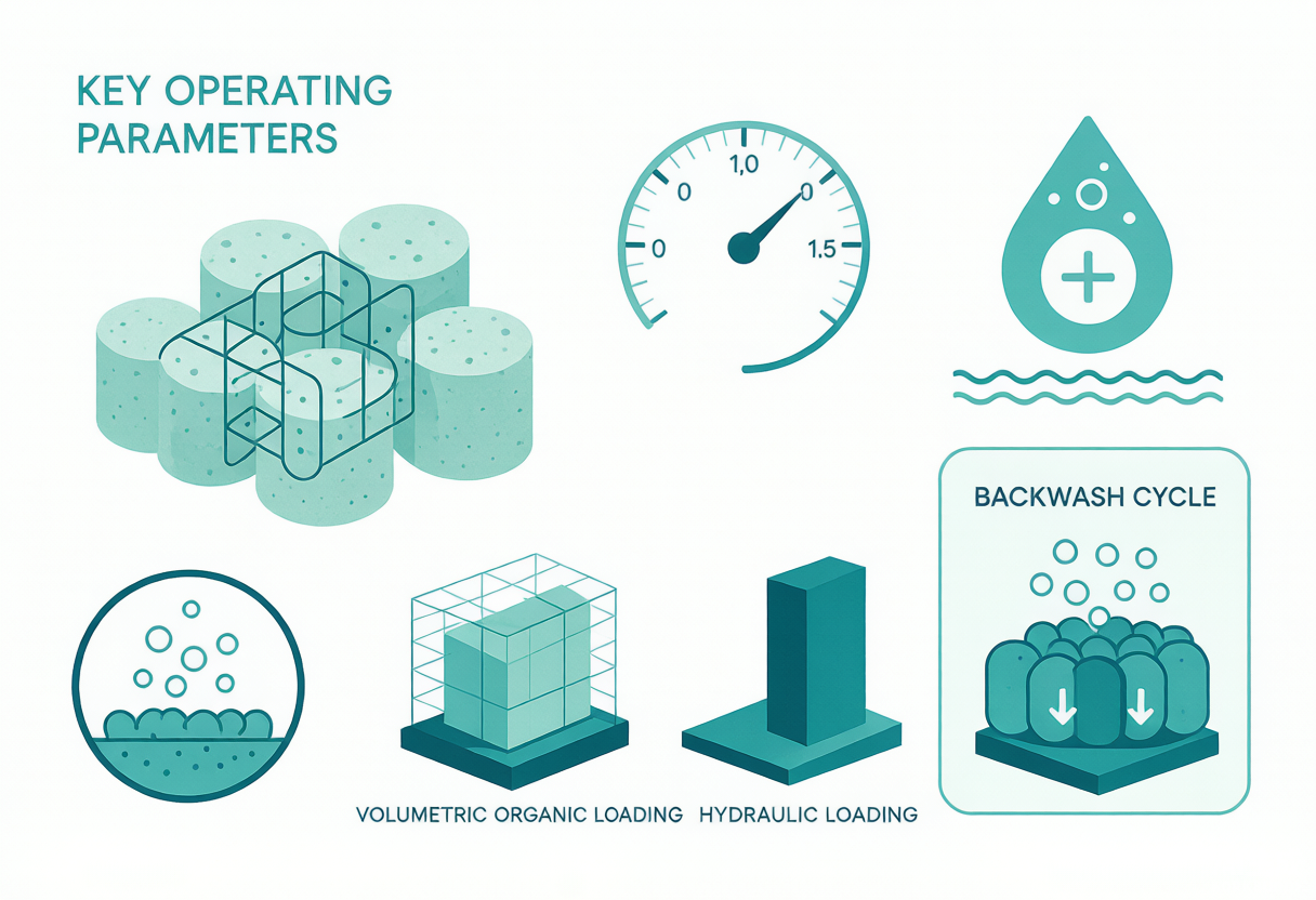 BAF key operating parameters: media, air-to-water ratio, backwashing, loading ranges