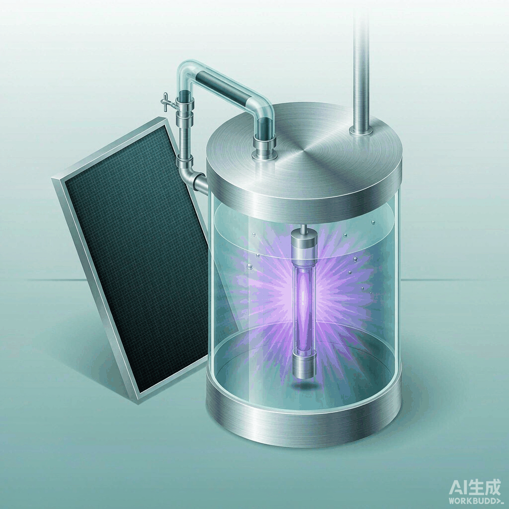 Photo-Fenton reactor: steel reaction tank with UV lamp and solar CPC collector