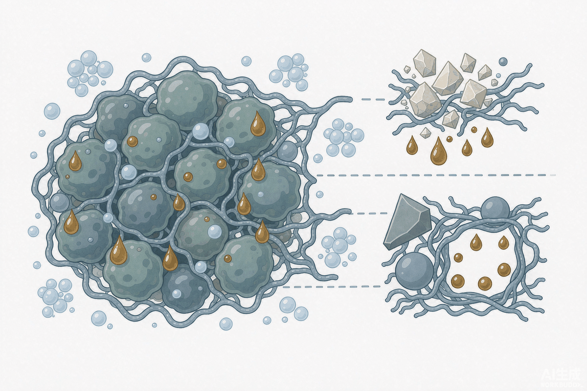 Schematic diagram of the four forms of water in sludge flocs and the two conditioning routes