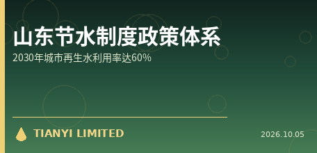 【中国大陆】山东五部门印发节水制度政策体系行动方案：44项措施落地，2030年城市再生水利用率达60%