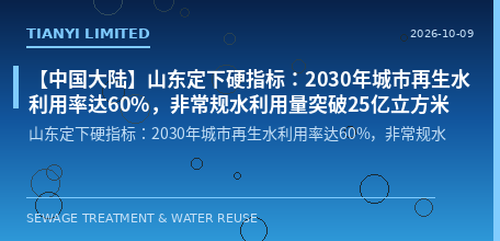 [Chinese Mainland] Shandong Sets Hard Targets: Urban Reclaimed Water Utilization Rate to Reach 60% by 2030, Non-Conventional Water Utilization to Exceed 2.5 Billion Cubic Meters